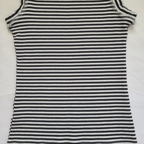 Black and White Fitted Striped Tank Top Size Small - Picture 10 of 10